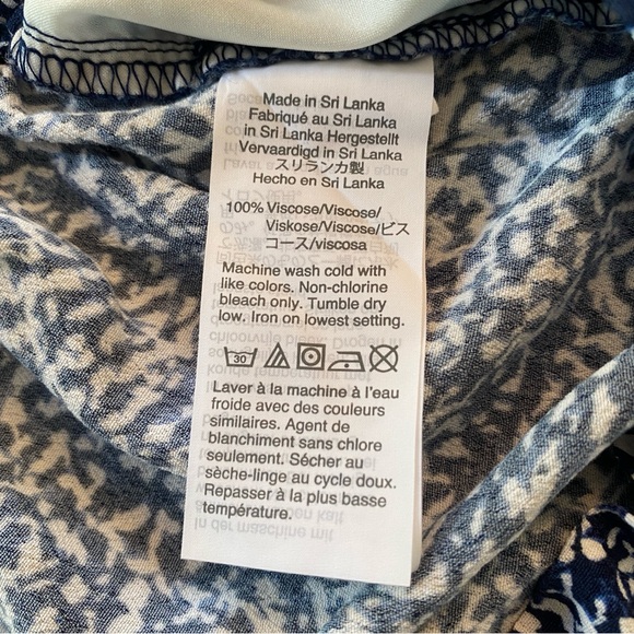 Madewell Drapey Pull-On Shorts Large Blue White Bengali Blockprint L - Picture 8 of 11